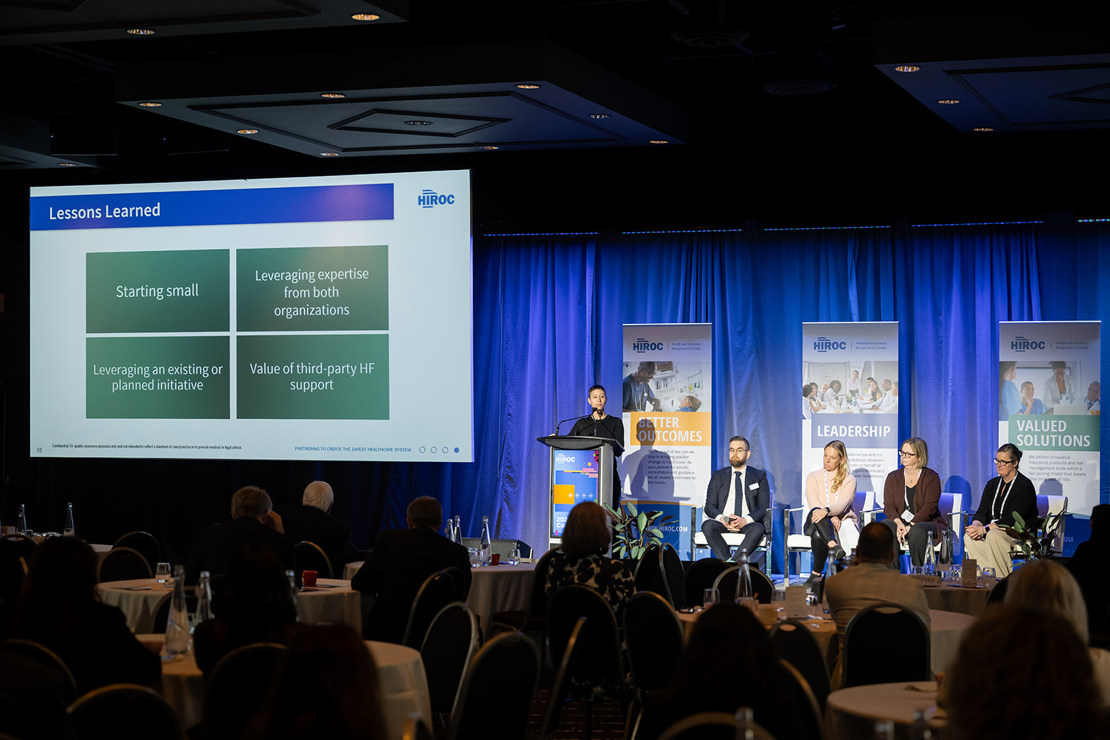 Five speakers onstage at HIROC's Annual Conference.