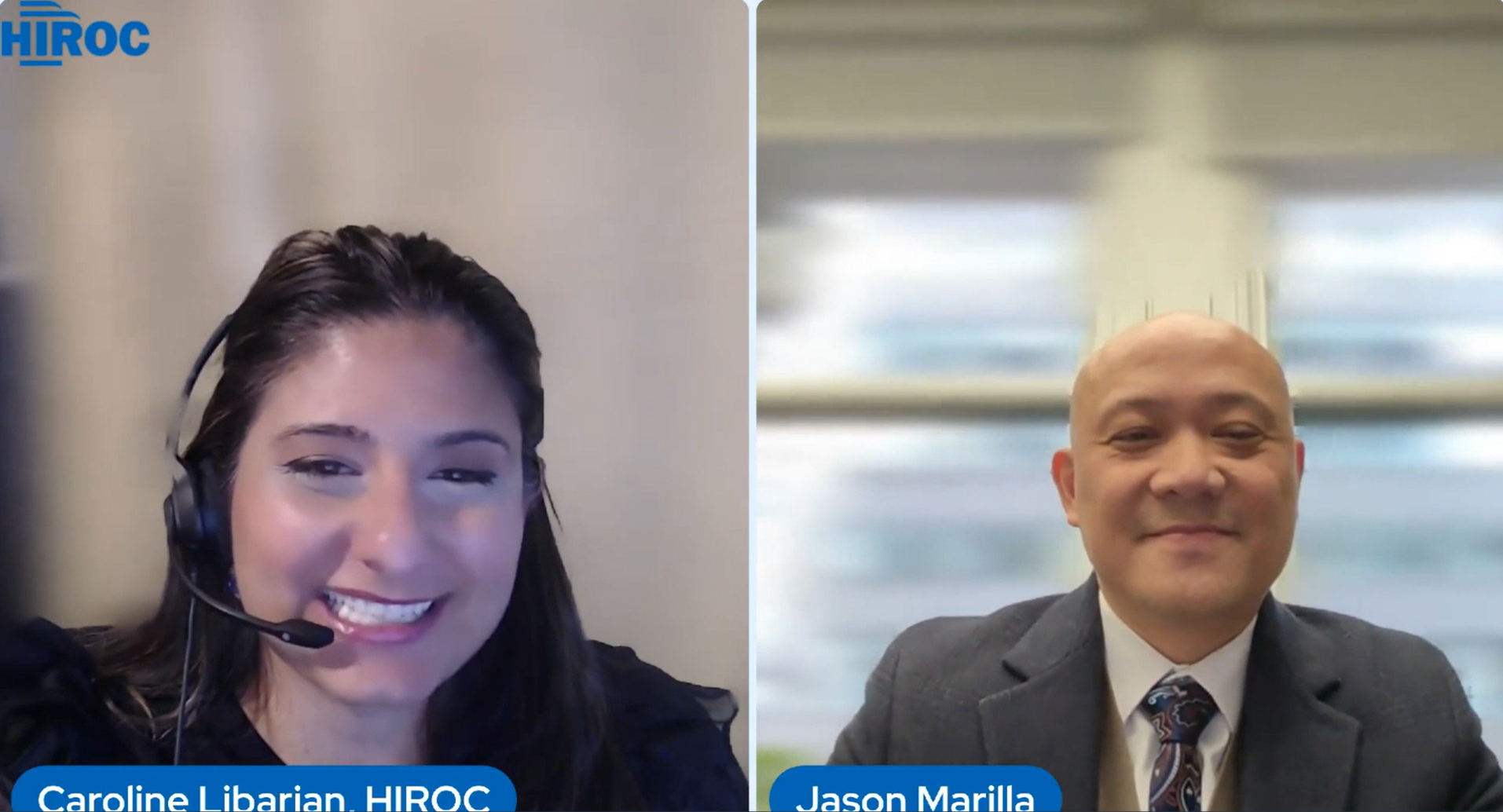 Jason appears onscreen next to a HIROC employee during his session