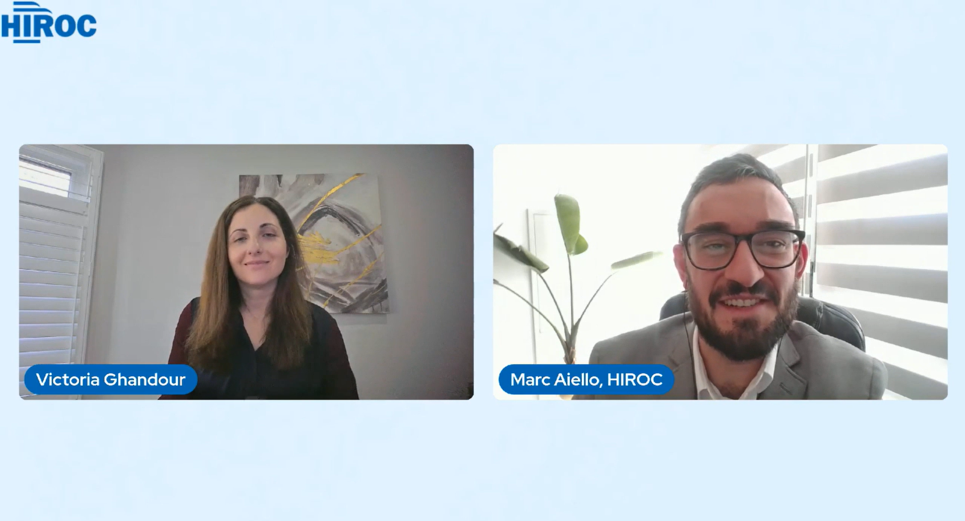 Victoria smiles as a HIROC employee thanks her for presenting