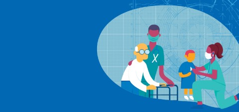 image from annual review with graphic of providers helping patients