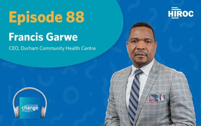 Banner saying "Episode 88" in yellow, and a picture of our podcast guest Francis Garwe wearing a grey blazer.