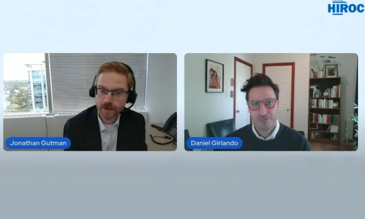 Screenshot of Jonathan Gutman and Daniel Girlando presenting on the Health Record Form. Both are on zoom speaking to the screen. 