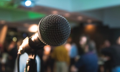 photo of a conference microphone