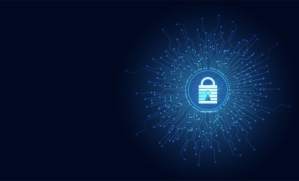 blue background with glowing lock