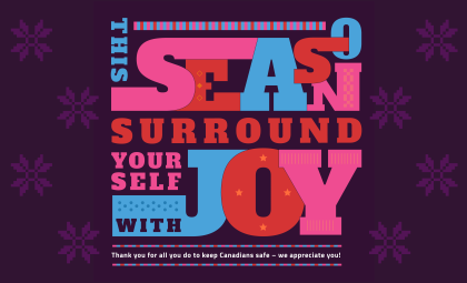 Holiday graphic from HIROC, "this season, surround yourself with joy"
