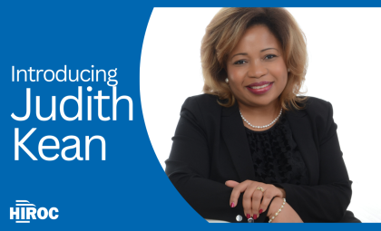 Photo of Judith Kean, text says Introducing Judith Kean and includes HIROC logo in white.