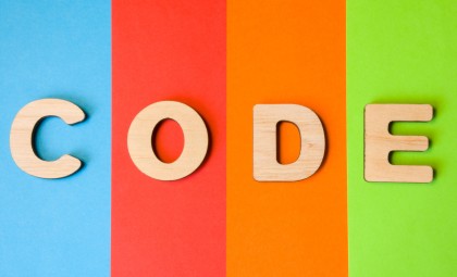 Colour blocks with the letters CODE