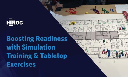 Image with article title on one side and a photo of a floorplan with people markers on it on the other side