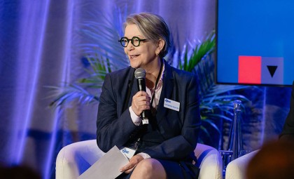 Catherine Gaulton speaking on stage at the 2025 HIROC AGM & Conference.