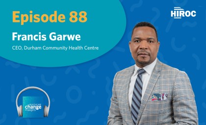 Banner saying "Episode 88" in yellow, and a picture of our podcast guest Francis Garwe wearing a grey blazer.