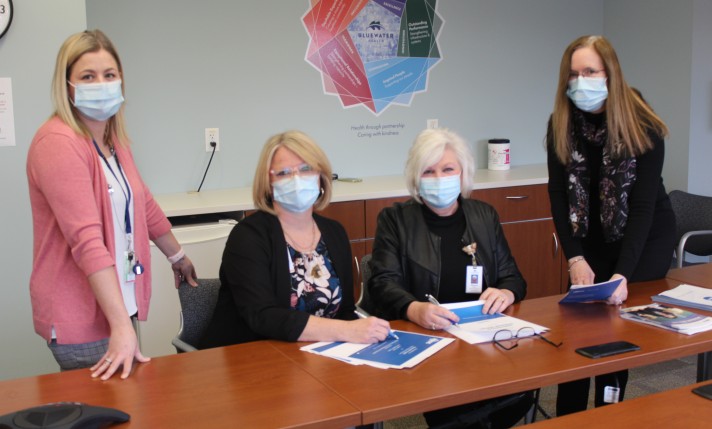 From left to right: Sarah Roberts, Patient Safety Lead, Patient Safety Services; Linda Schaefer, Manager, Quality, Patient Safety and Risk Management; Shannon Landry, Vice President, Clinical Support Services and Chief Nursing Executive; and Margaret Mai, Coordinator, Risk Management